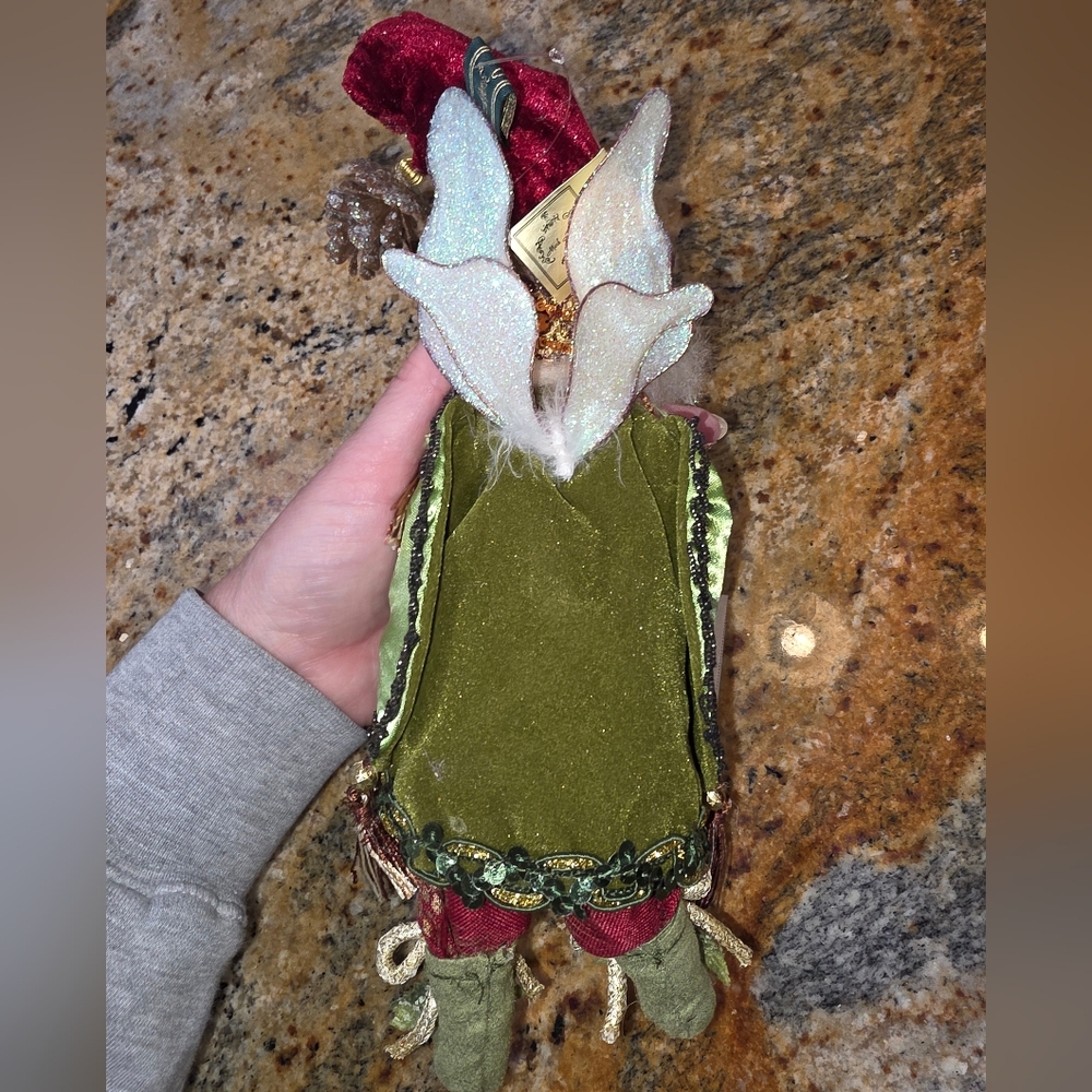 Mark Roberts Holiday Elf with Green and Red Outfit Pinecone Forest Fairy - small - Picture 3 of 5